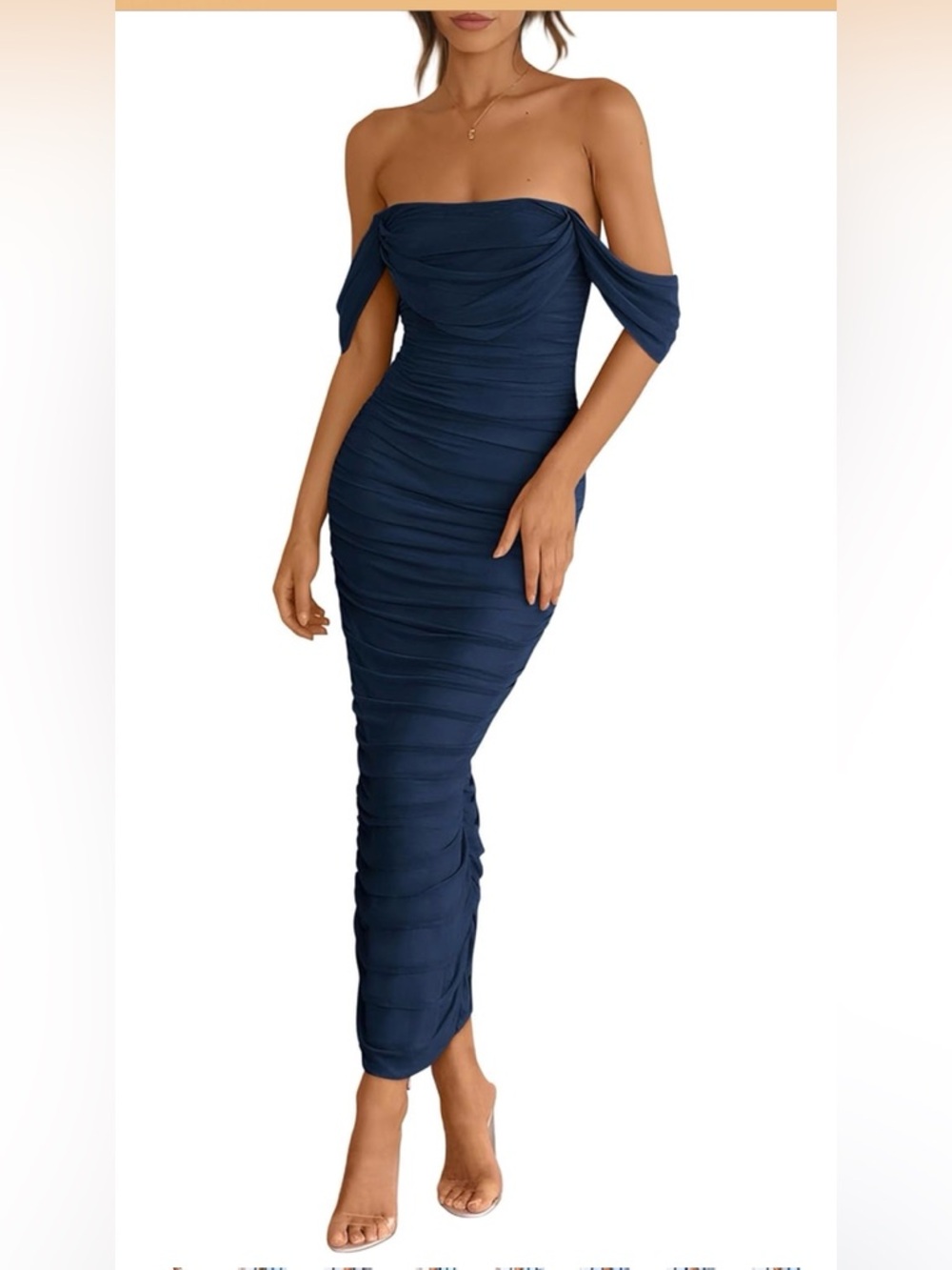 PRETTYGARDEN 2026 Off The Shoulder Ruched Bodycon Split Cocktail Party Dress - Picture 1 of 5